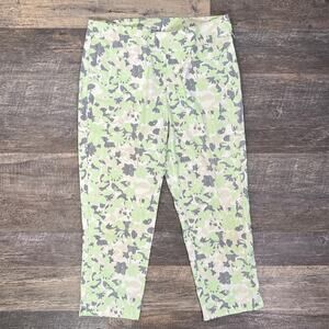 Izod green and white floral print straight leg golf pants size 12 B151